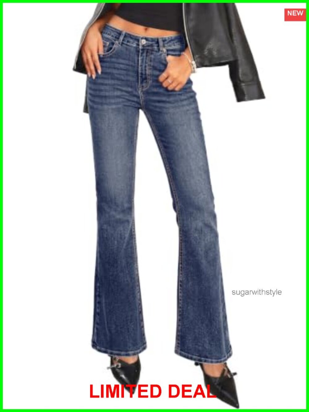 High Waisted Bootcut Flare Denim Jeans Stretchy Wide Leg Pants